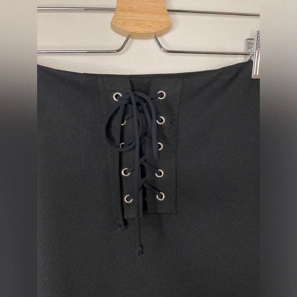 Missguided Lace up Front Black Mini Skirt - Picture 2 of 6